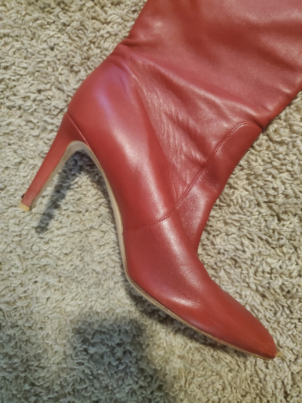 Gianvito Rossi Red Leather Knee-High Stiletto Boots EU 39 Made in Italy - Picture 6 of 10